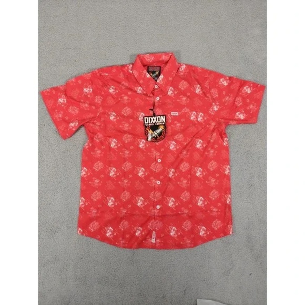 DIXXON Red and White Casual Button Down Shirt